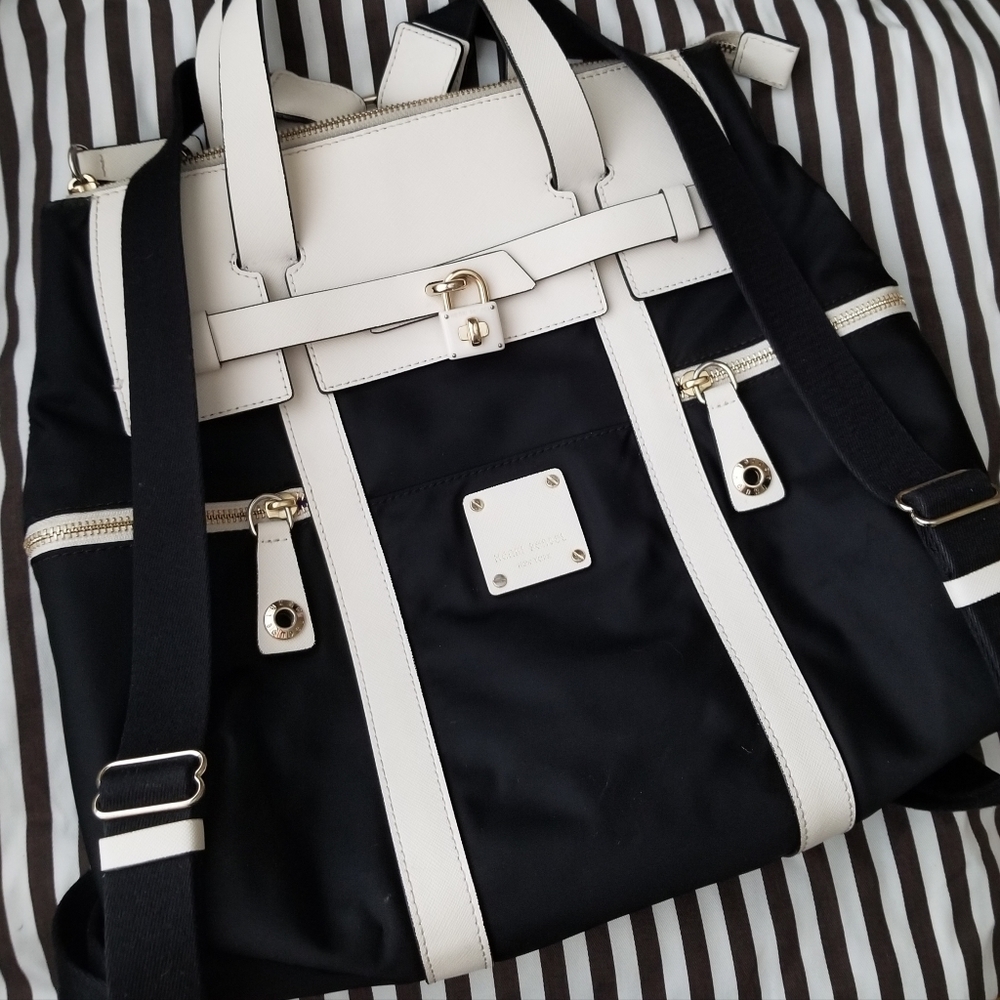 ❗Henri Bendel XL Black White Jetsetter Backpack❗